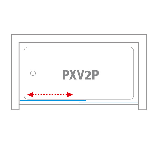 Nákres pravých posuvných dveří v nice s otevíráním doprava PXV2P