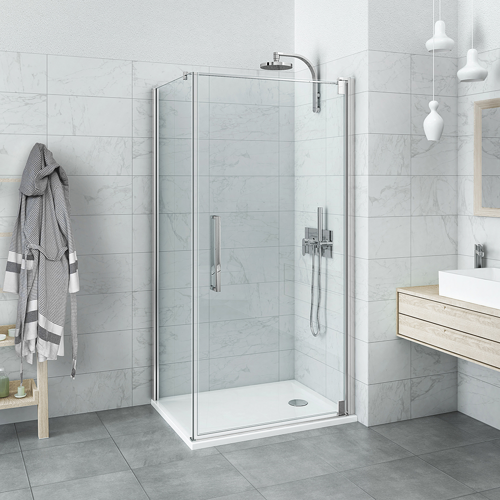 HI PI2/900+HI FXP/1000, Instalační rozměr (y): Viz technická specifikace, Profil: Brillant, Rozměr: 900 × 1000, Šířka dveří: 900, Šířka pevné stěny: 1000, Výplň: Transparent